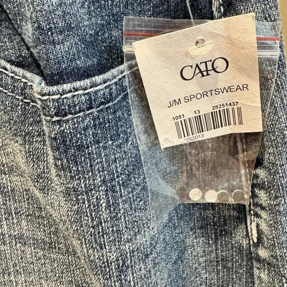 NWT Cato Denim Midi Skirt Size 14 Y2K Embellished Pocket Western Jean Skirt - Picture 6 of 10